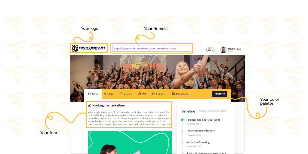 Whitelabel your hackathon on Eventornado