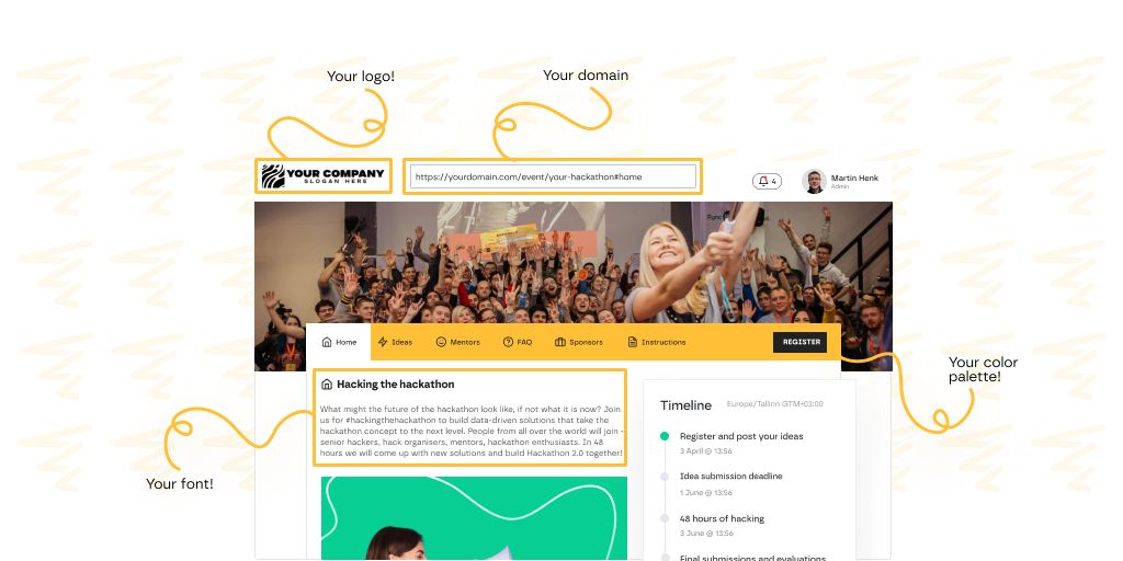 Whitelabel your hackathon on Eventornado